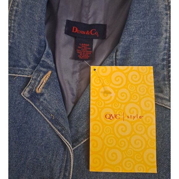 NEW NWT Womens Denim & Co Coat QVC Button Front Lined Pockets Mid Length Large - Picture 2 of 6